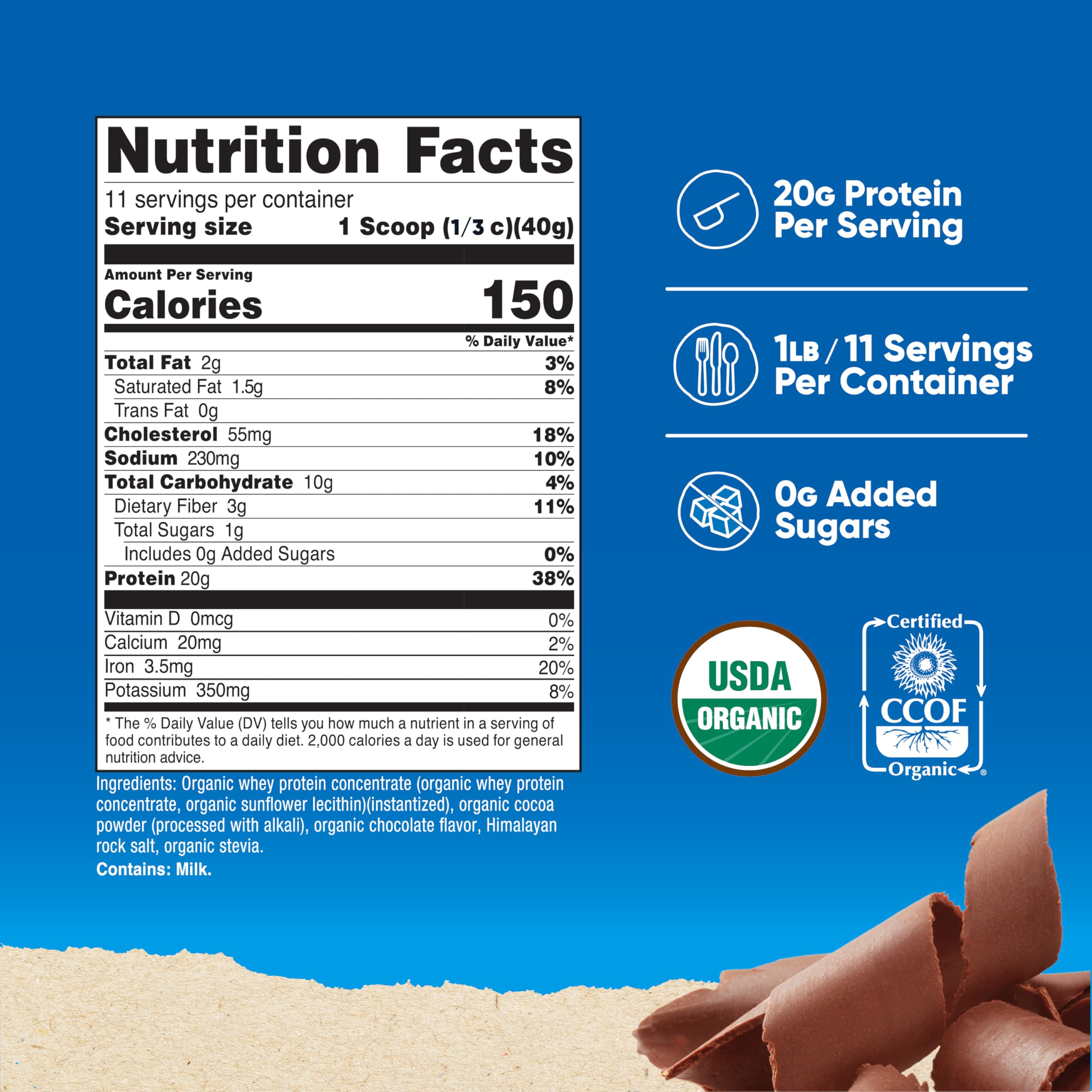 Nutricost Organic Whey Protein Concentrate double chocolate pour demonstrates smooth shake texture.