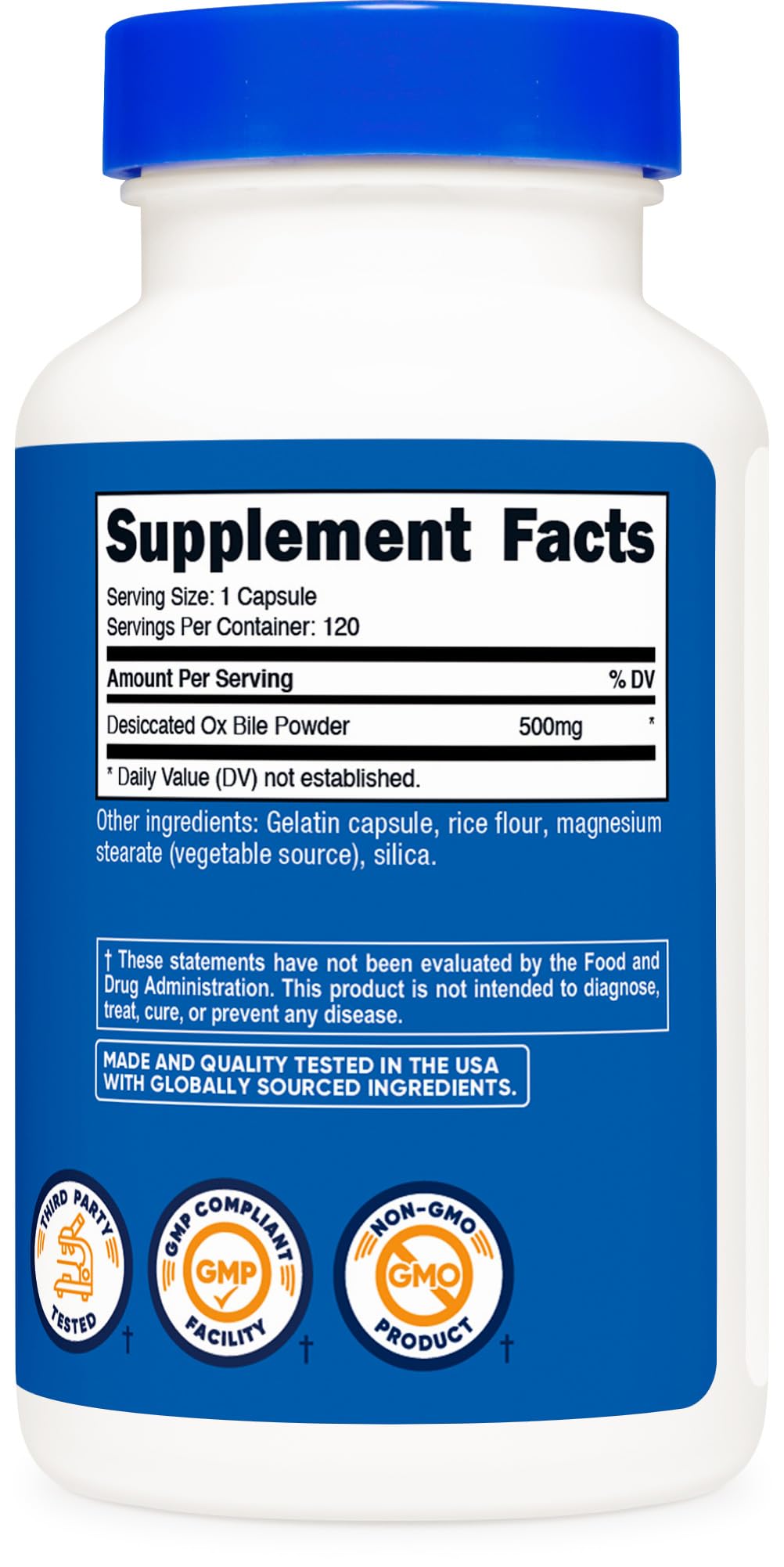 Nutricost Ox Bile Capsules package opened to show capsules