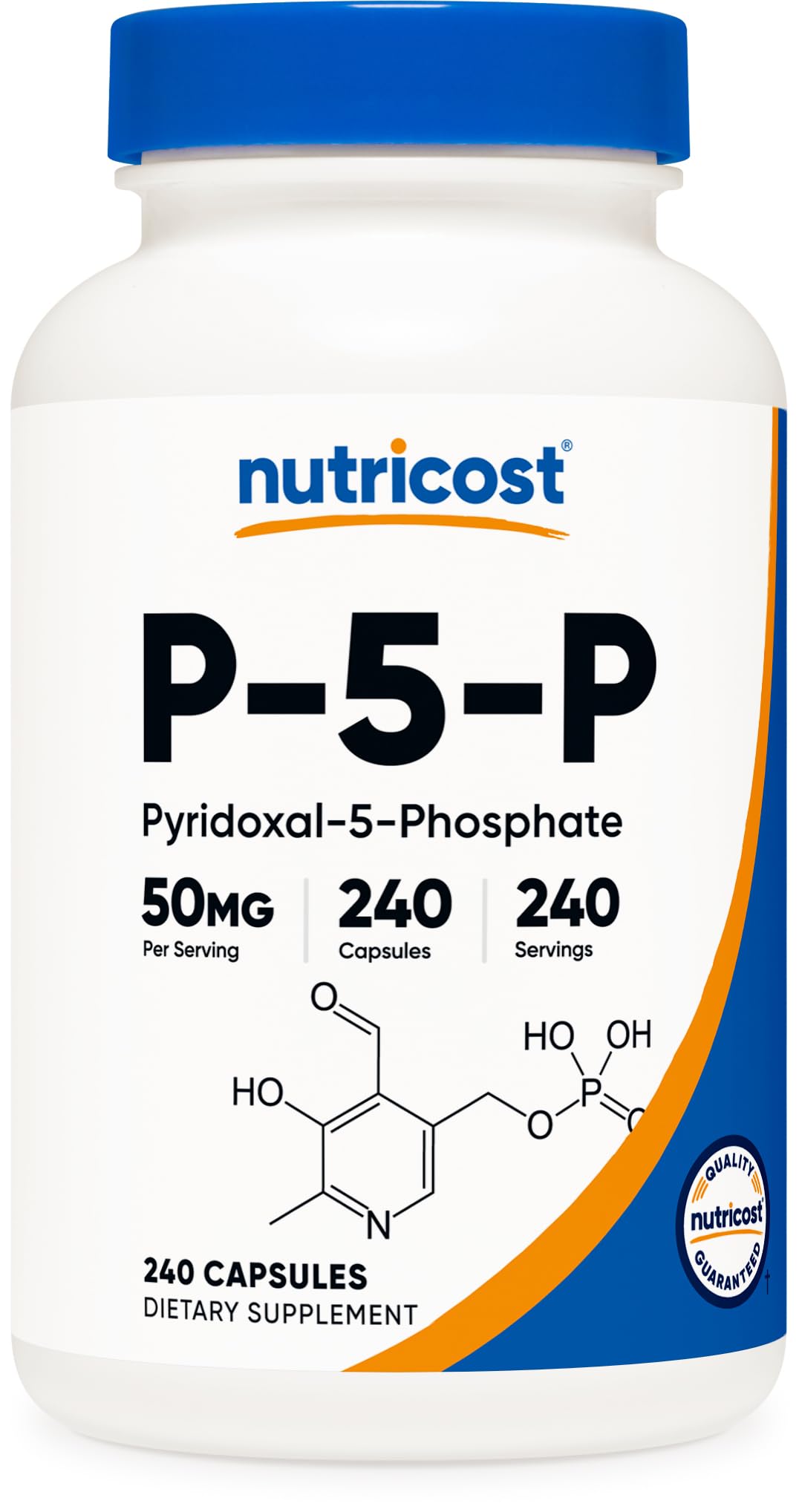 Nutricost P5P Vitamin B6 50mg bottle – front label