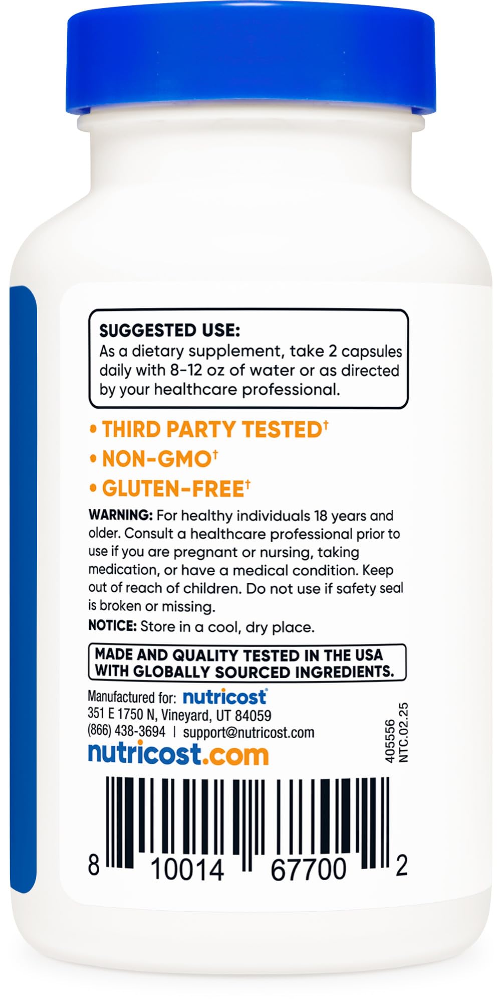 Bottle showing GMP and FDA registration highlights