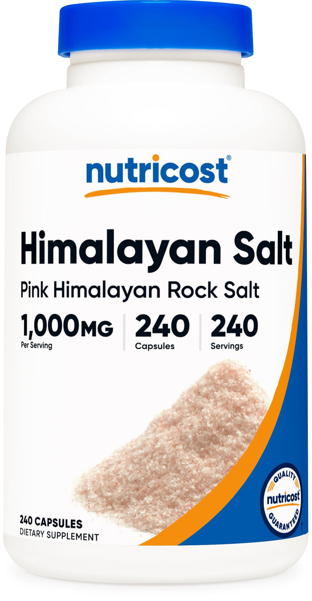 Front view of Nutricost Pink Himalayan Salt Capsules bottle