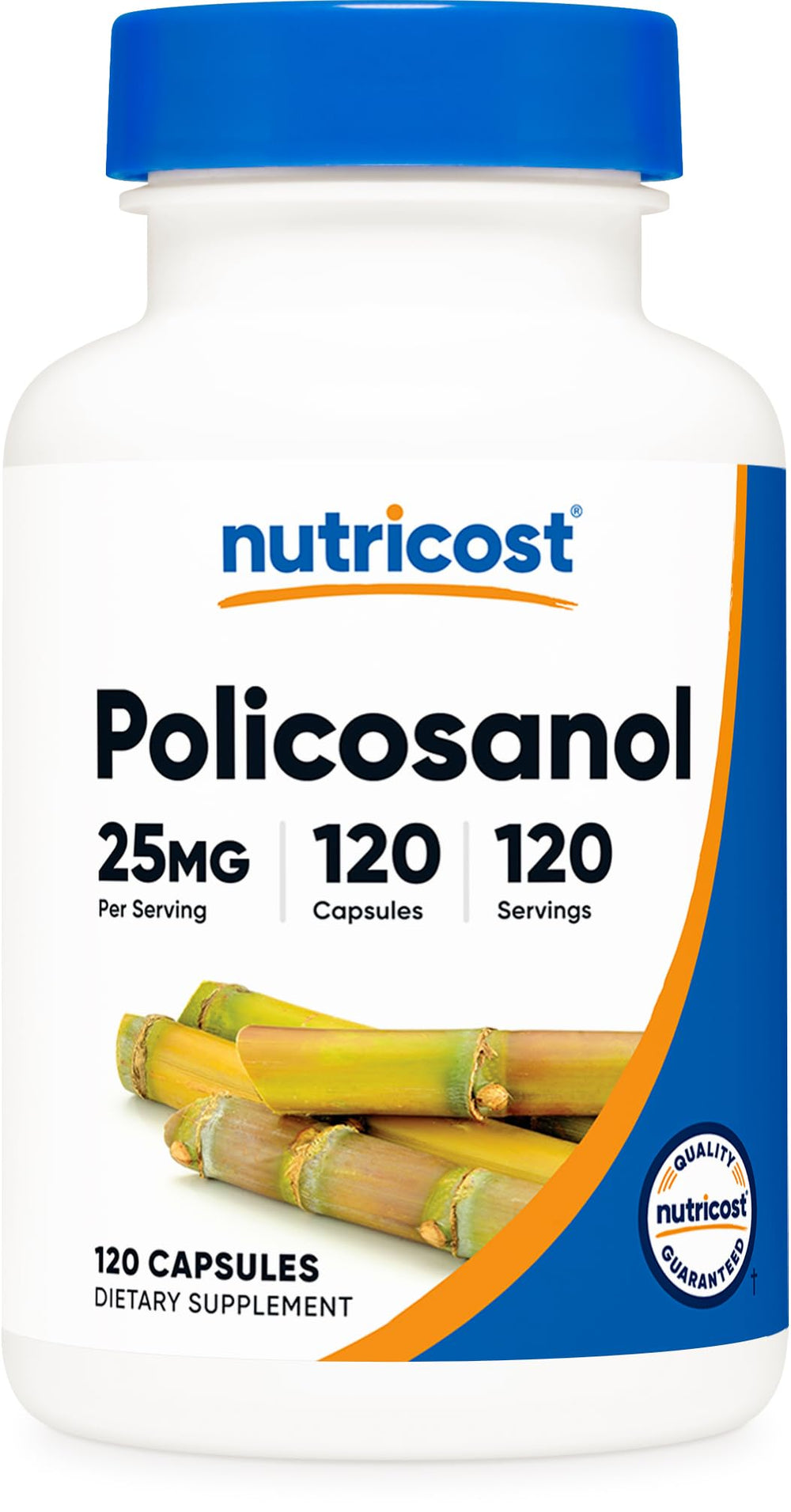 Nutricost Policosanol 25mg bottle with 120 capsules (front view)