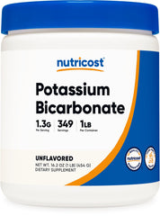 Nutricost Potassium Bicarbonate Powder 1 lb bottle with scoop
