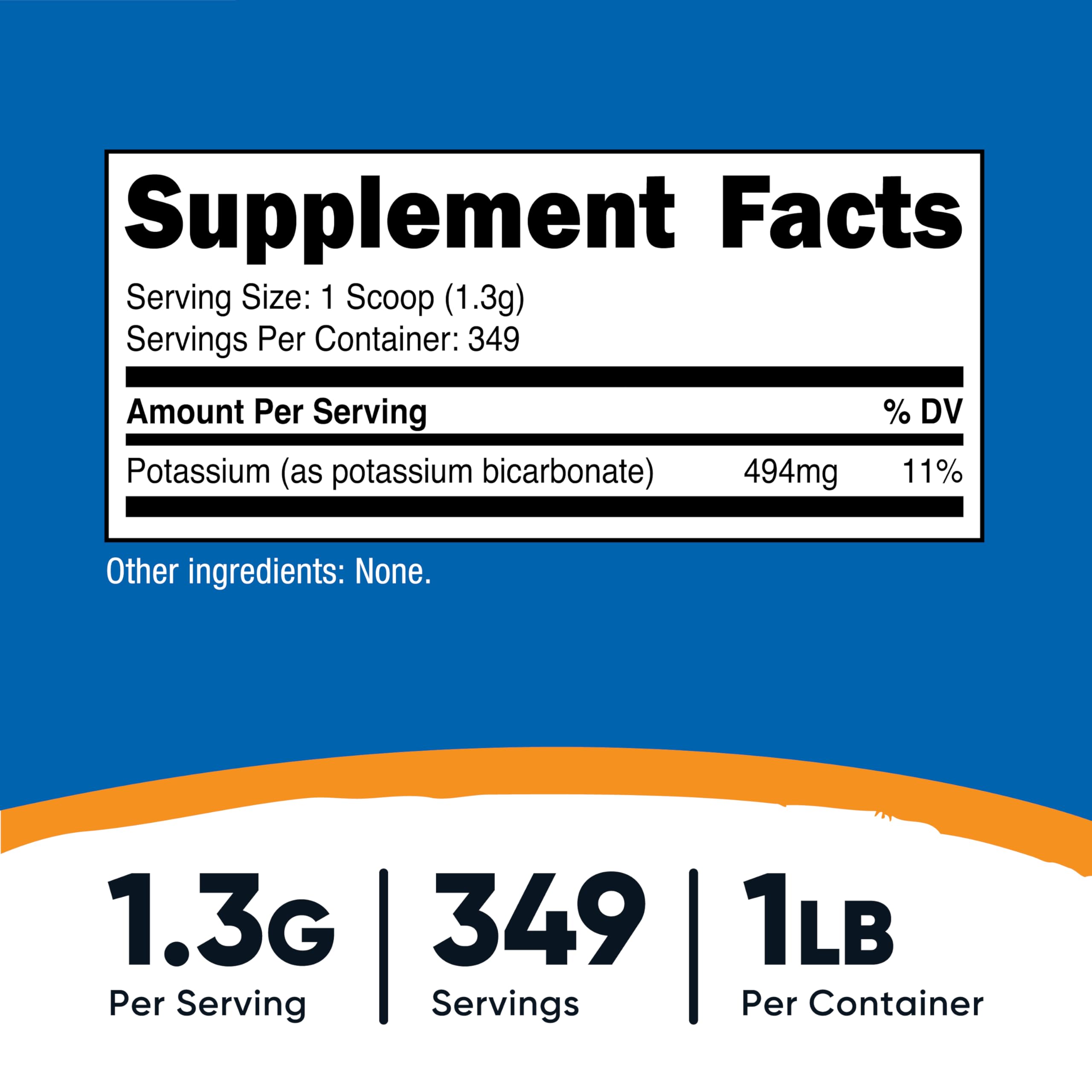 Close-up of serving scoop with potassium bicarbonate powder