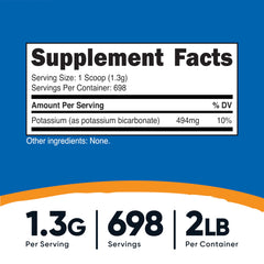Back view of Nutricost Potassium Bicarbonate Powder 2 lb bottle