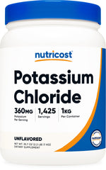 Nutricost Potassium Chloride Powder 1kg bottle – front view