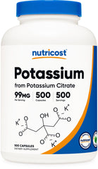 Nutricost Potassium Citrate 99mg 500 Capsules bottle label