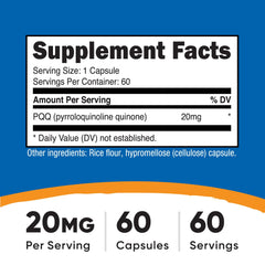 Close-up of Nutricost PQQ 20mg per capsule