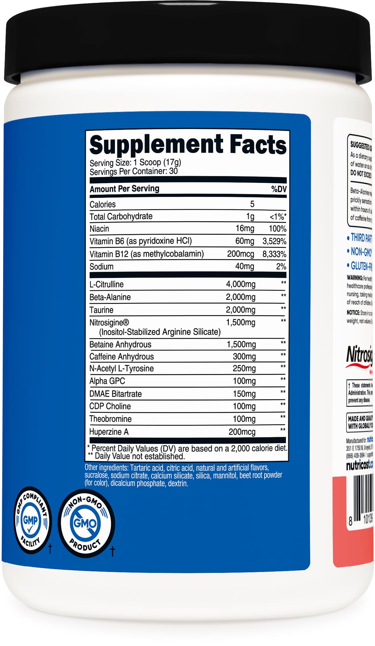 Nutricost Pre-Workout Watermelon bottle imagery reinforces flavor and on-the-go readiness