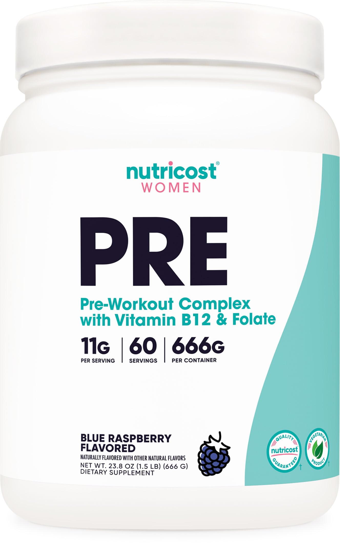 Nutricost Pre-Workout Powder for Women – Blue Raspberry bottle front