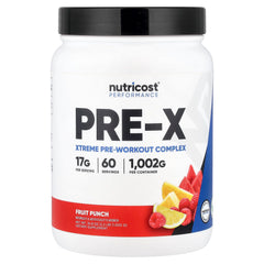 Nutricost Pre-X Xtreme Pre-Workout Powder Fruit Punch bottle image