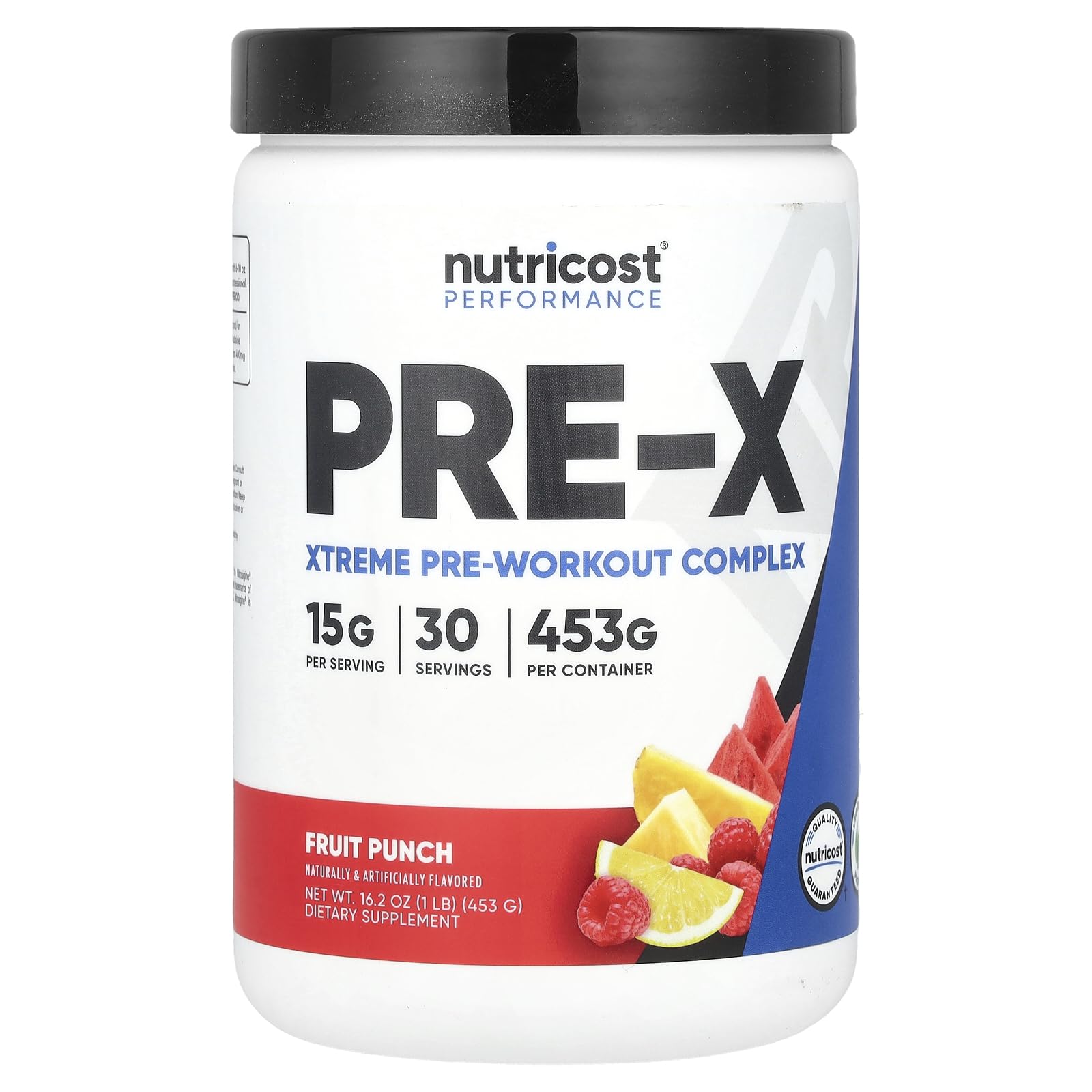 Nutricost Pre-X Xtreme Pre-Workout Powder Fruit Punch 30 Servings container