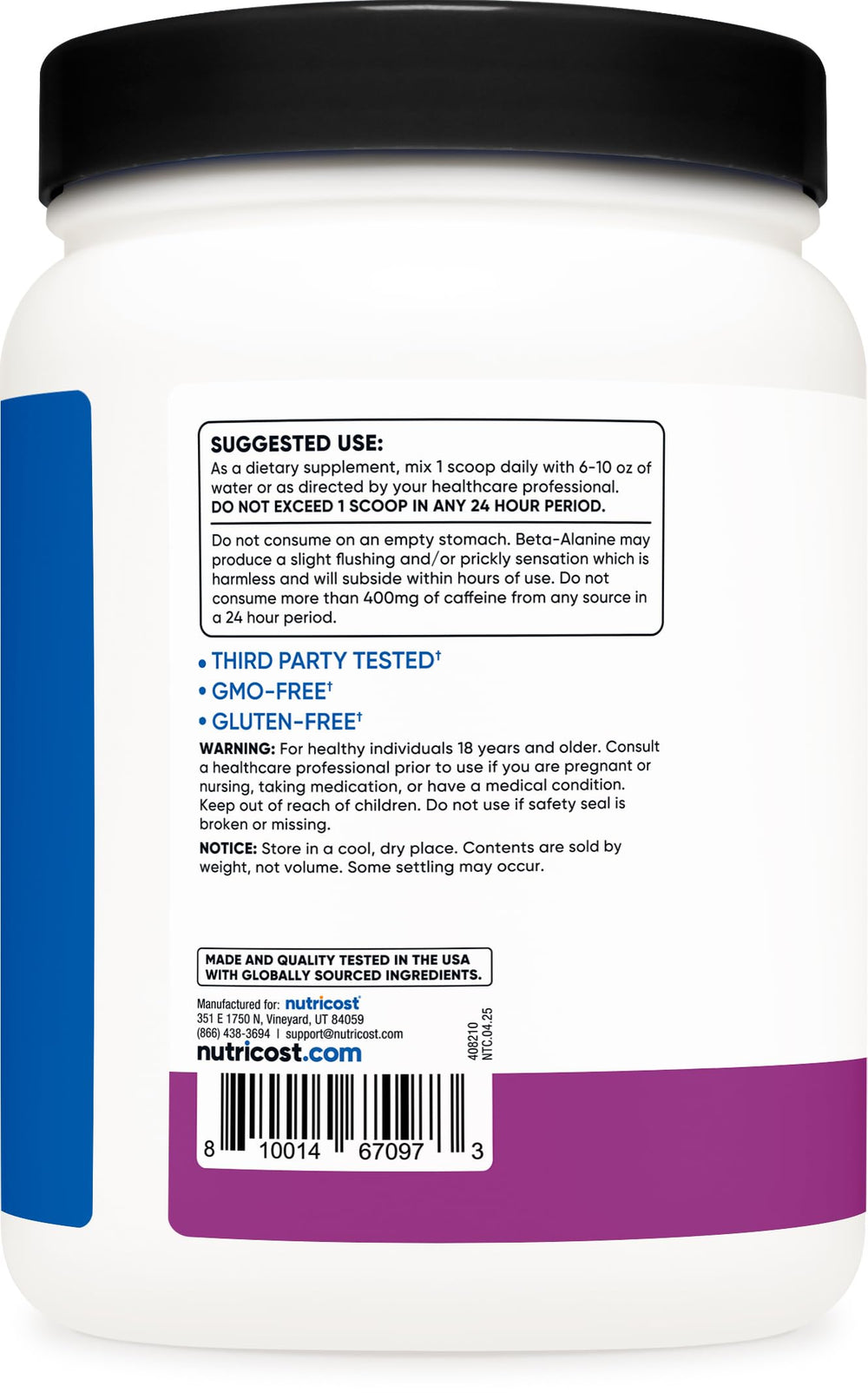 Grape-flavored pre-workout powder on a white surface