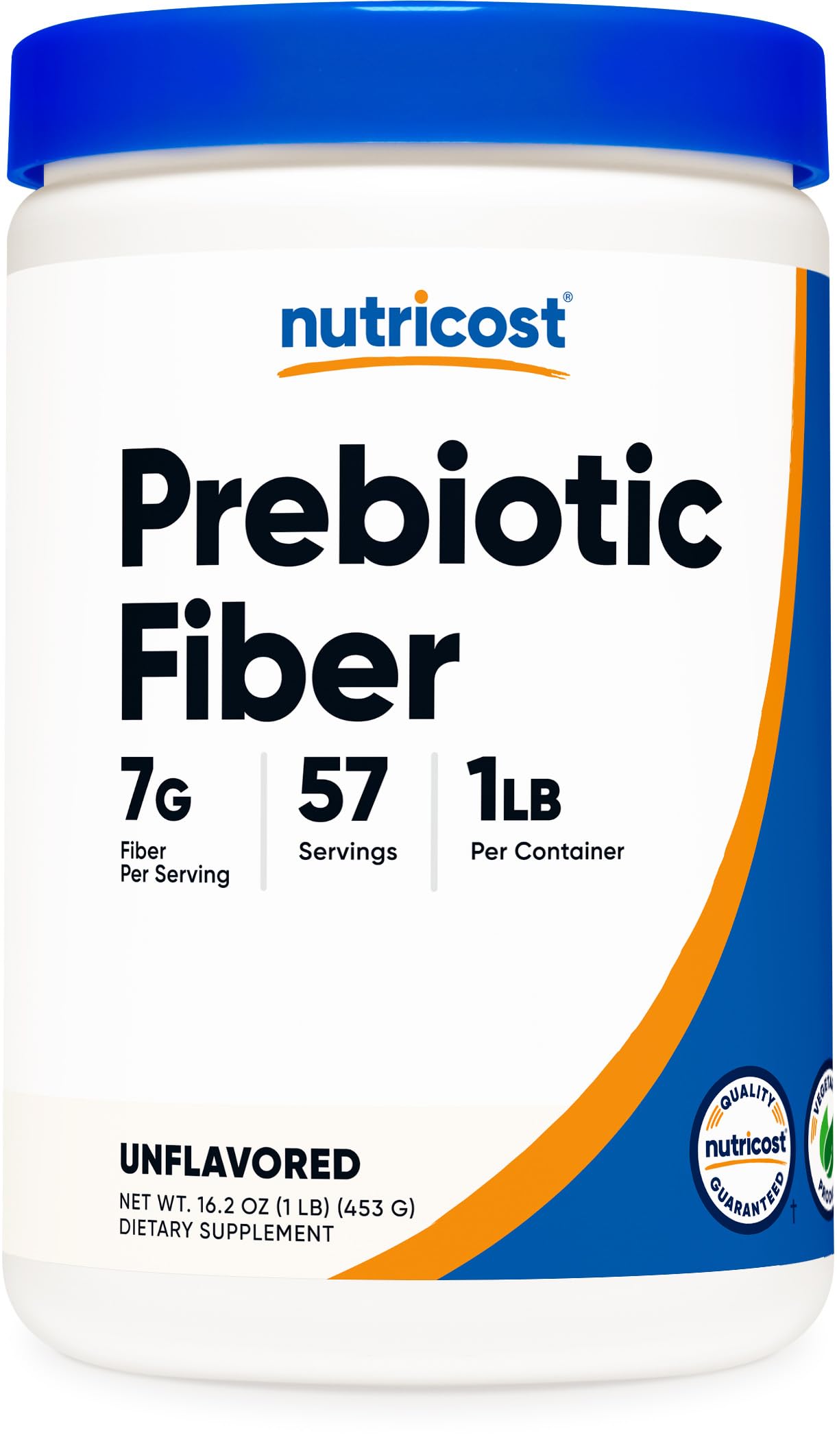 Front view of Nutricost Prebiotic Fiber Unflavored 1lb container