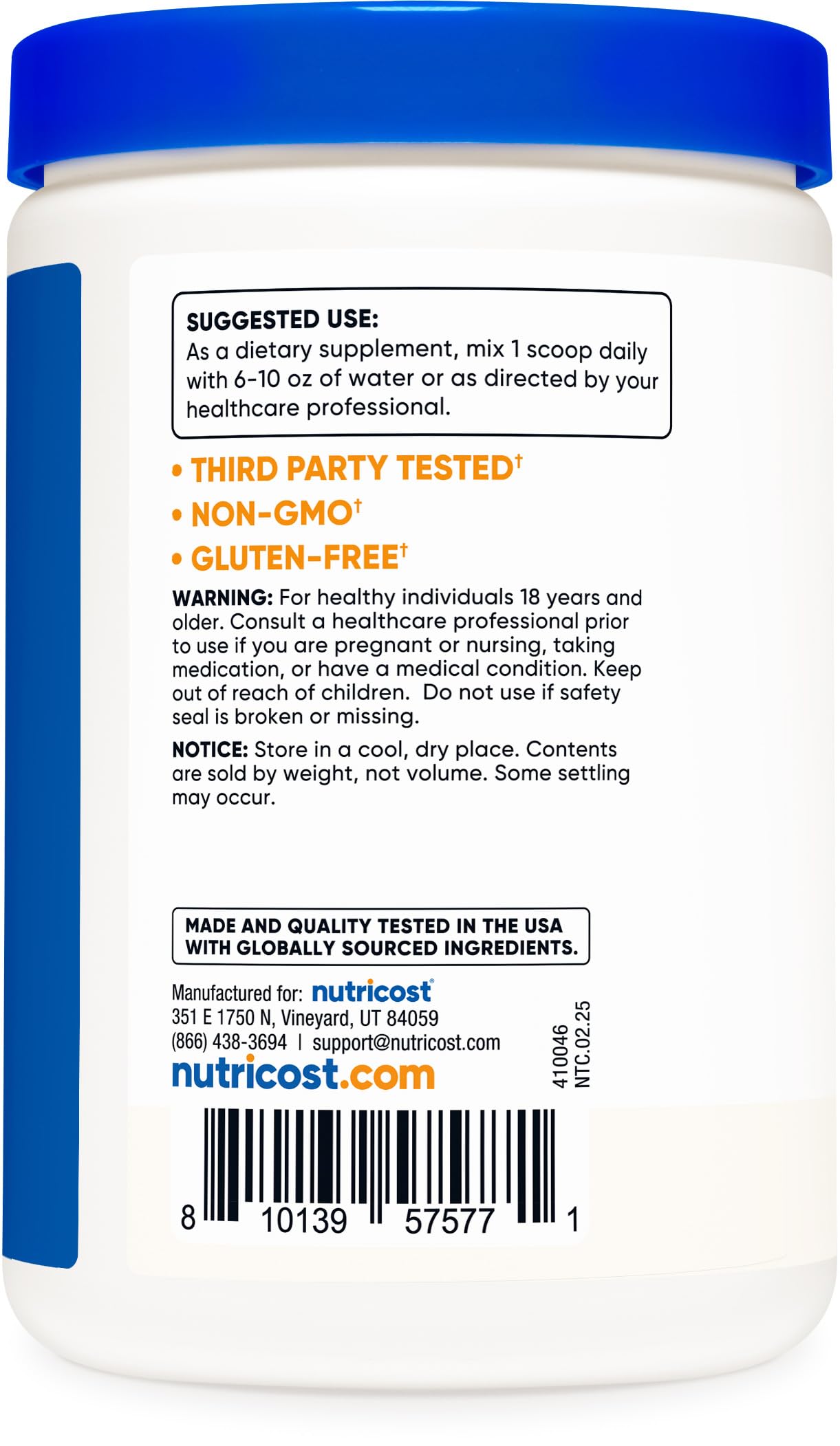 Powder form of Nutricost Prebiotic Fiber Unflavored 1lb in scoop