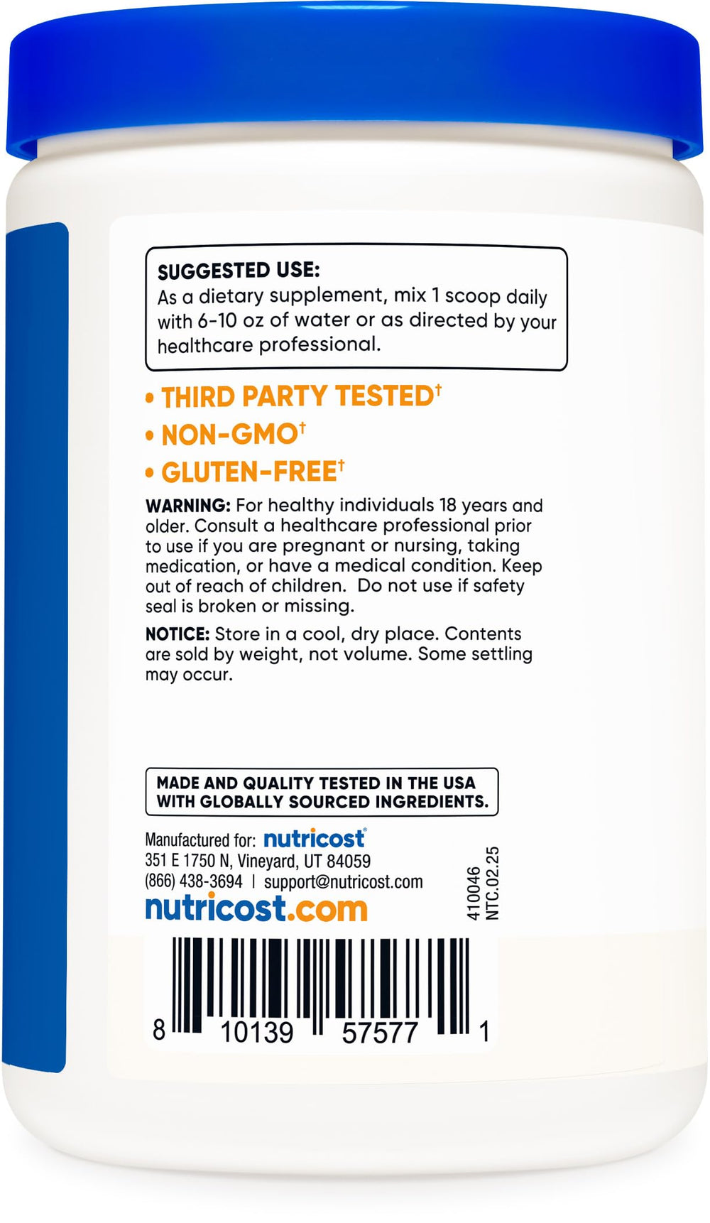 Powder form of Nutricost Prebiotic Fiber Unflavored 1lb in scoop