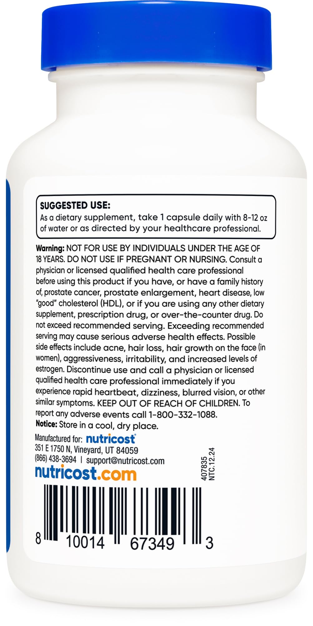 Product details: non GMO gluten free veggie capsules for Nutricost Pregnenolone