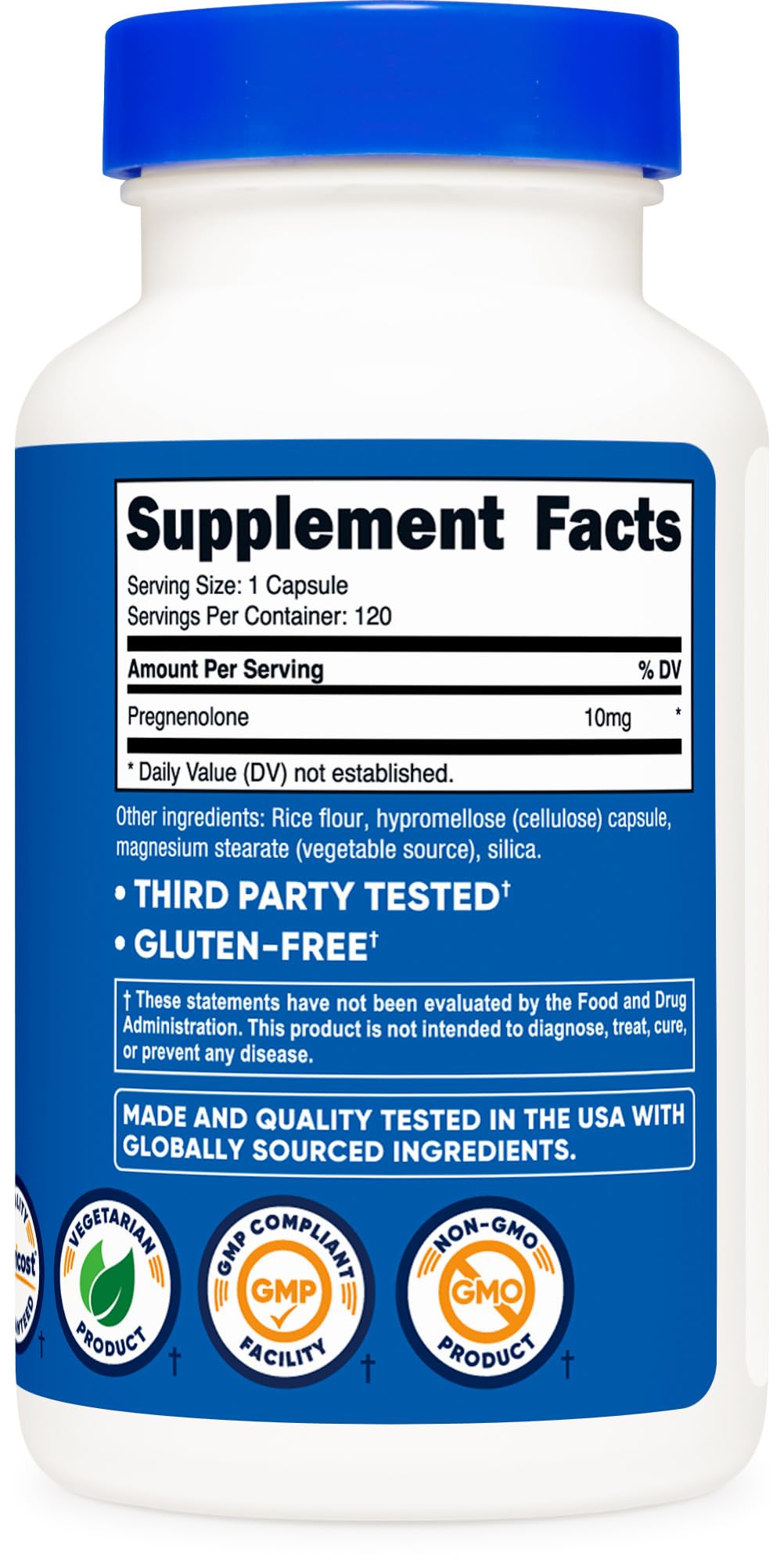 Package photo of Nutricost Pregnenolone 10mg with capsules