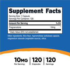 Per-pack information for Nutricost Pregnenolone 10mg 120 capsules