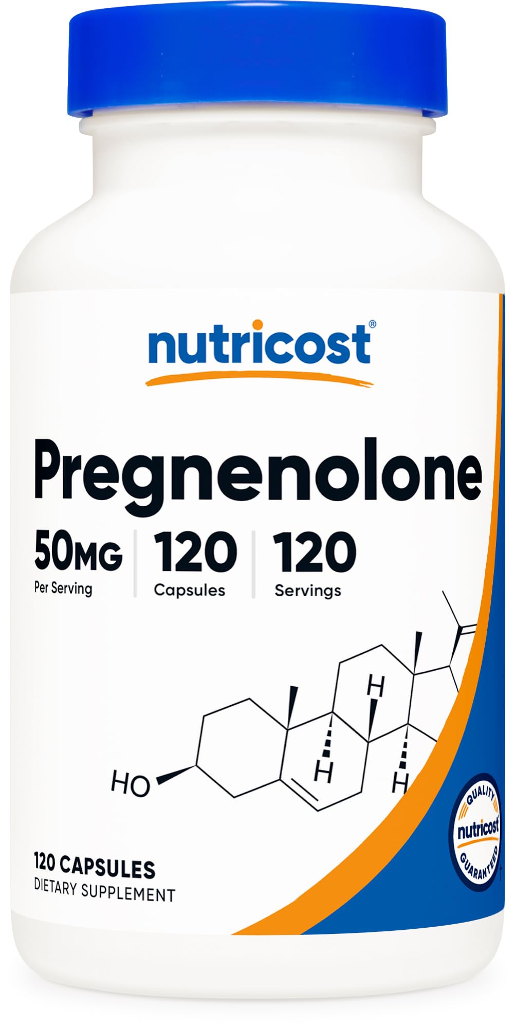 Nutricost Pregnenolone 50mg bottle label — 120 capsules