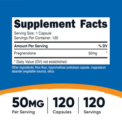 Close-up of Nutricost Pregnenolone 50mg capsules