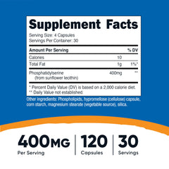Serving size 4 plant-based capsules (400mg phosphatidylserine)