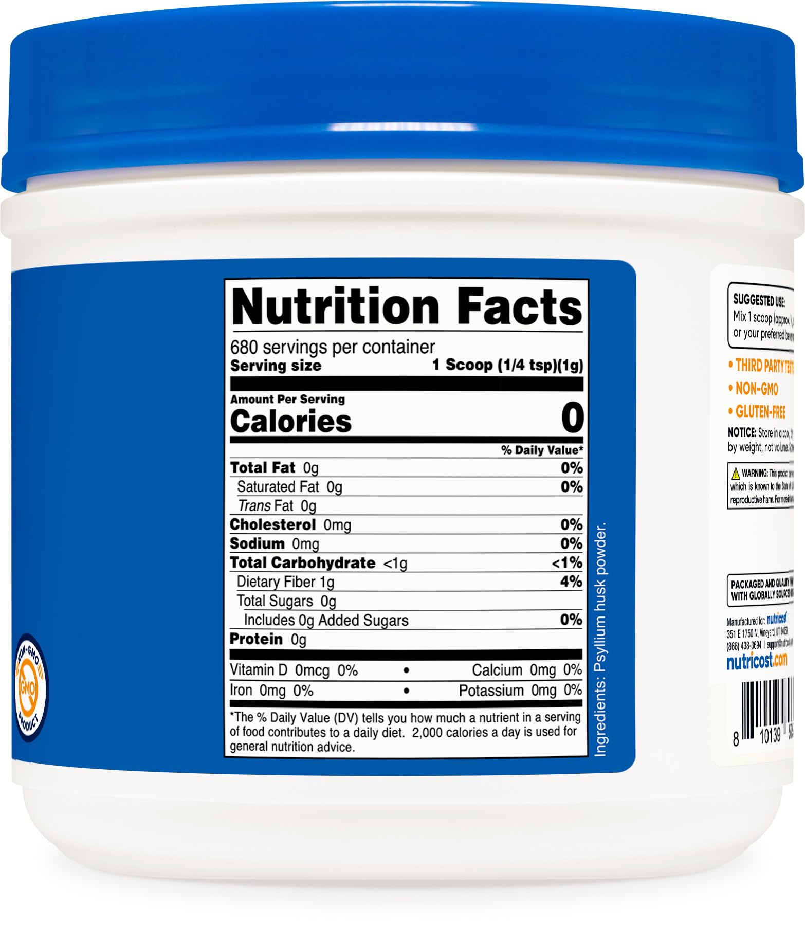 Unflavored psyllium husk powder being mixed into a drink