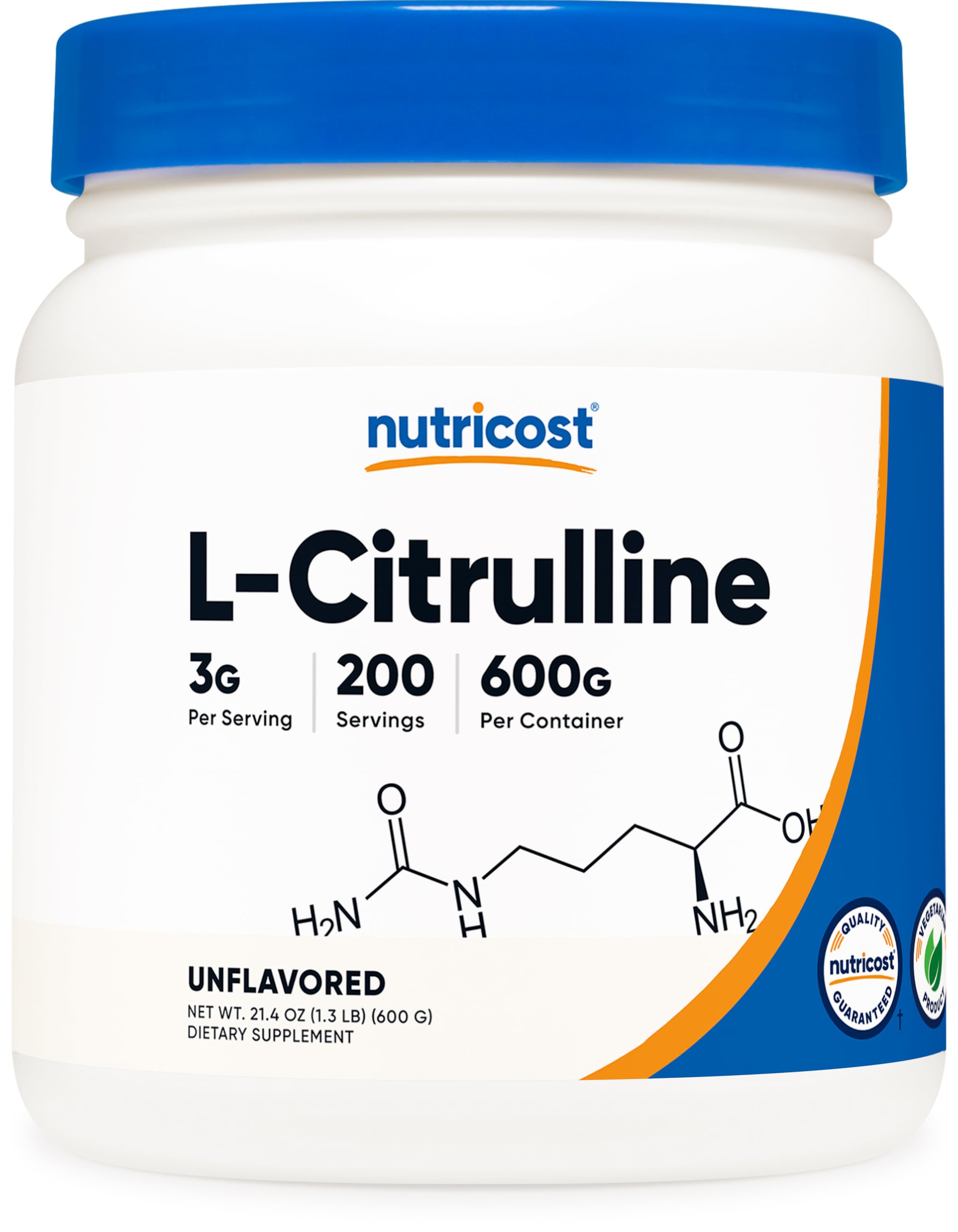 Nutricost Pure L-Citrulline Base Powder 600g – front view