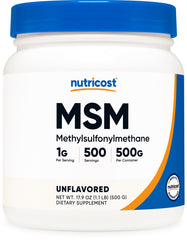 Nutricost Pure MSM Powder 500g bottle front view