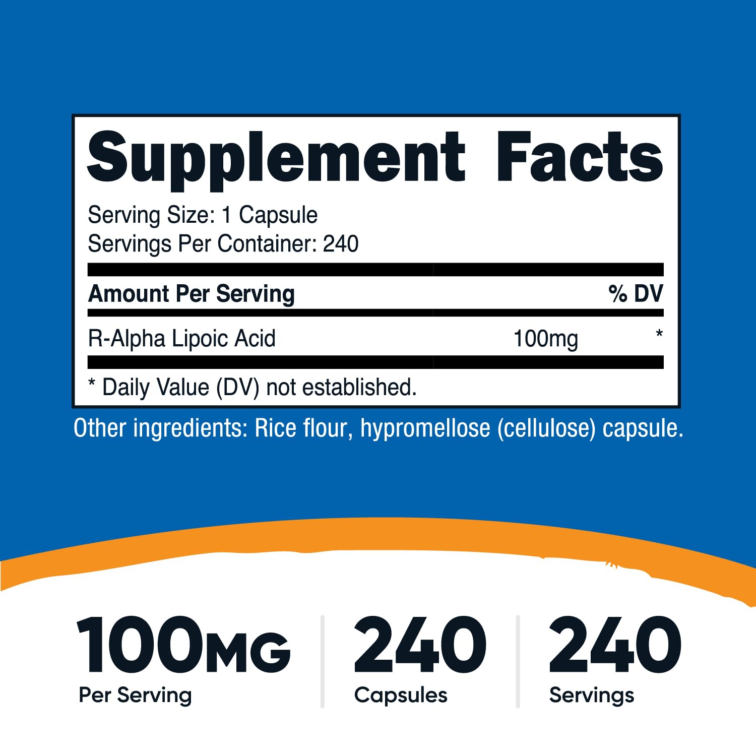 R-Alpha Lipoic Acid 100mg bottle with 240 servings