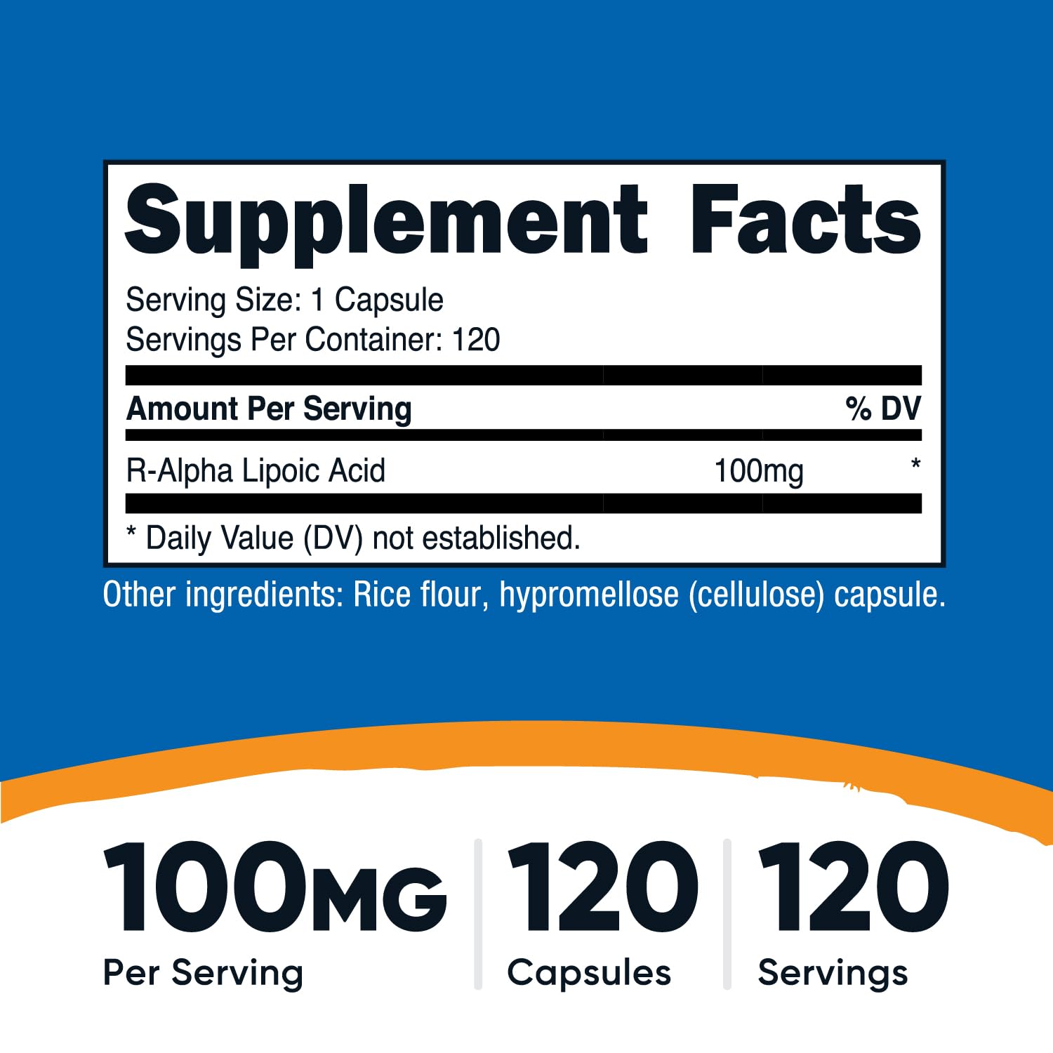 Nutricost R-Alpha Lipoic Acid 100mg 120-count veggie capsule bottle