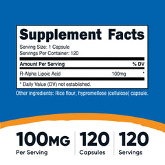 Nutricost R-Alpha Lipoic Acid 100mg 120-count veggie capsule bottle