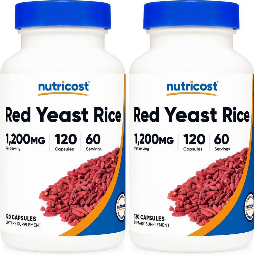 Nutricost Red Yeast Rice 1200mg bottle with 120 capsules (pack of 2)