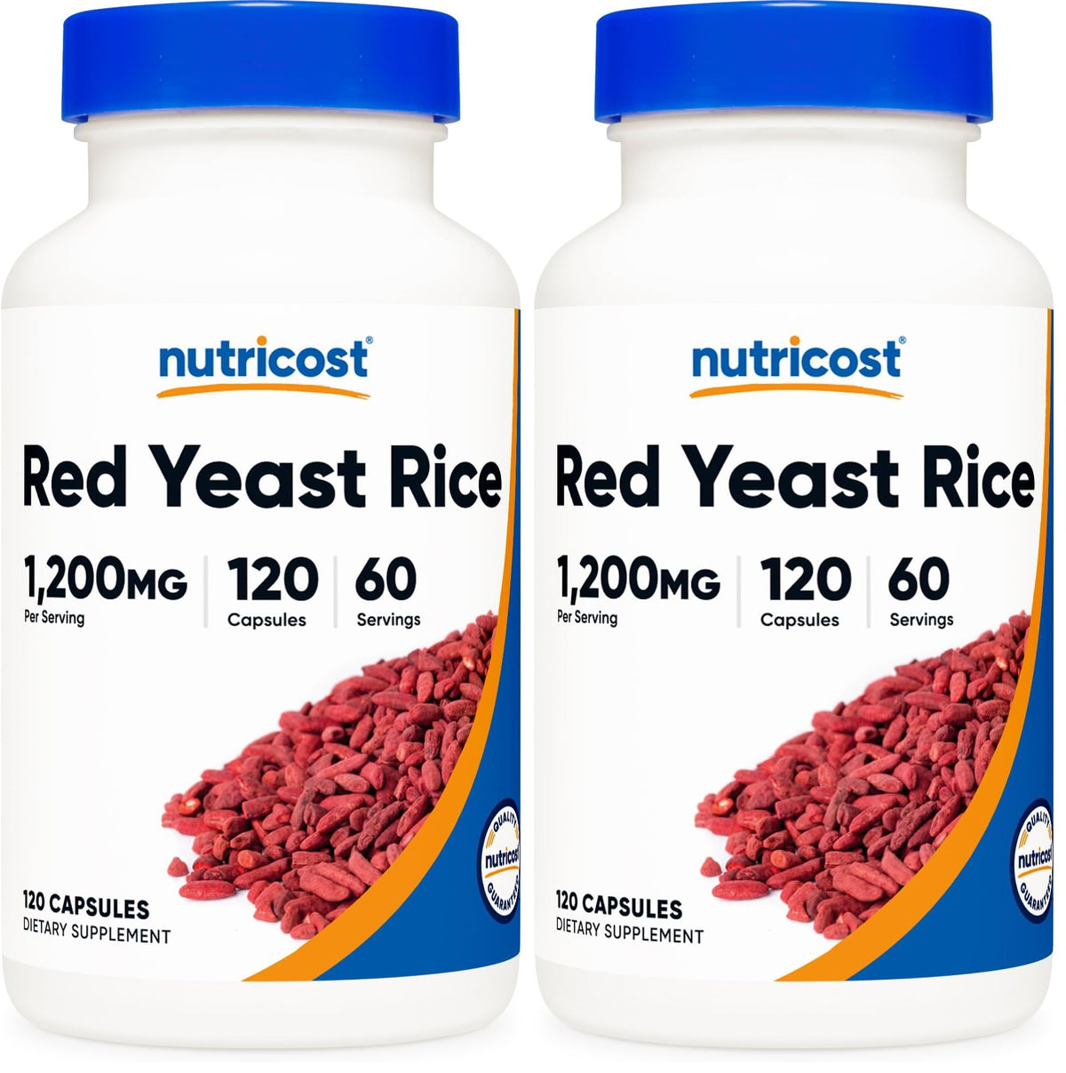 Nutricost Red Yeast Rice 1200mg bottle with 120 capsules (pack of 2)