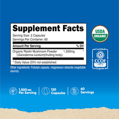 Close-up of Nutricost Reishi Capsule showing 750mg per capsule