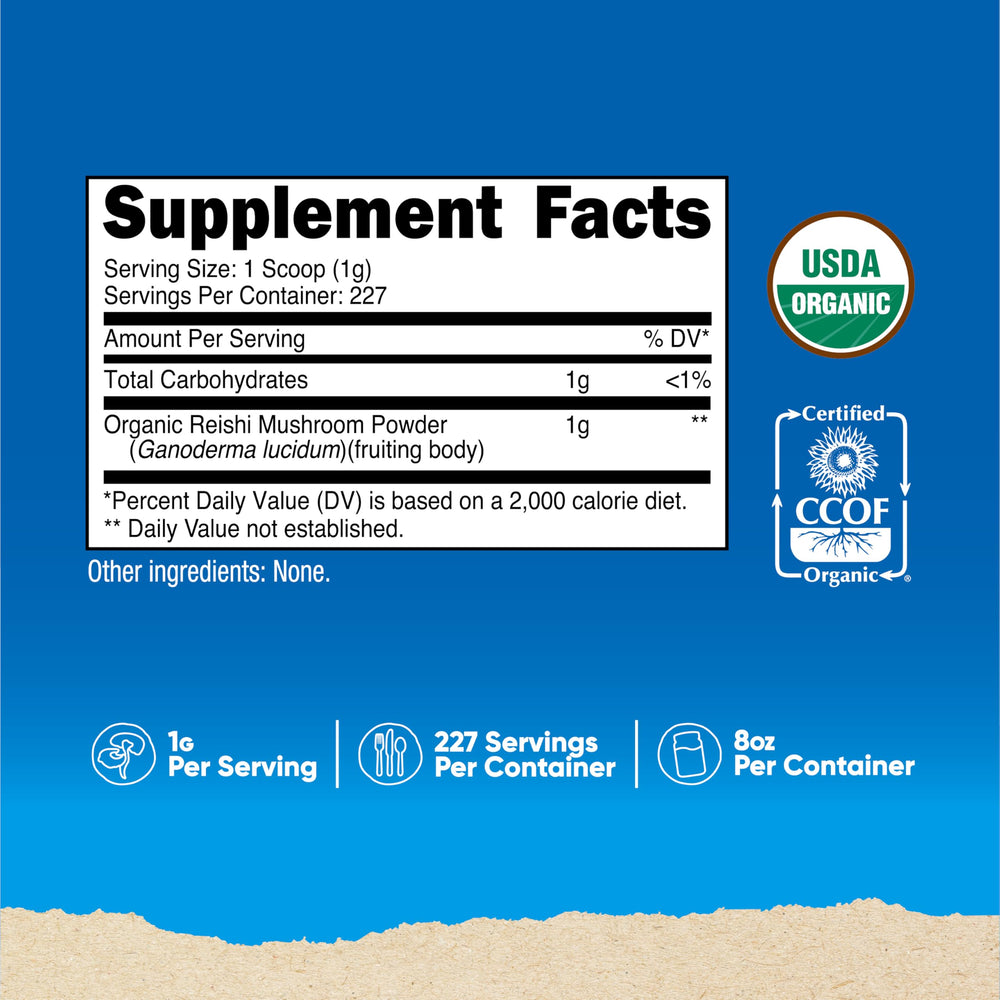 Scoop showing 1 gram serving of Reishi powder