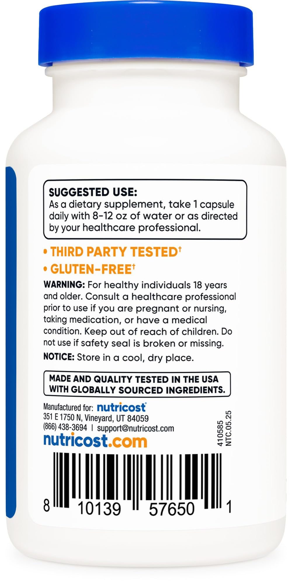 Nutrition label for Nutricost Sage Extract ingredients