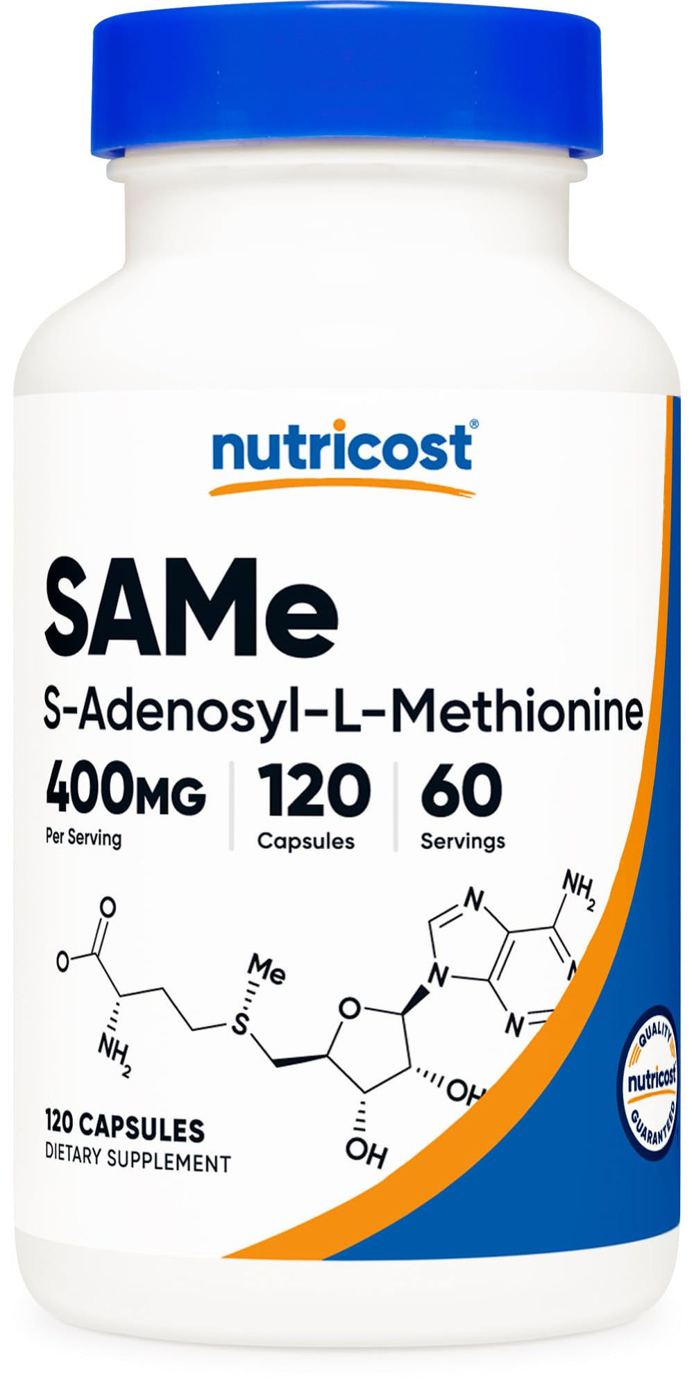 Nutricost SAM-e bottle with 400mg per serving and 60 servings