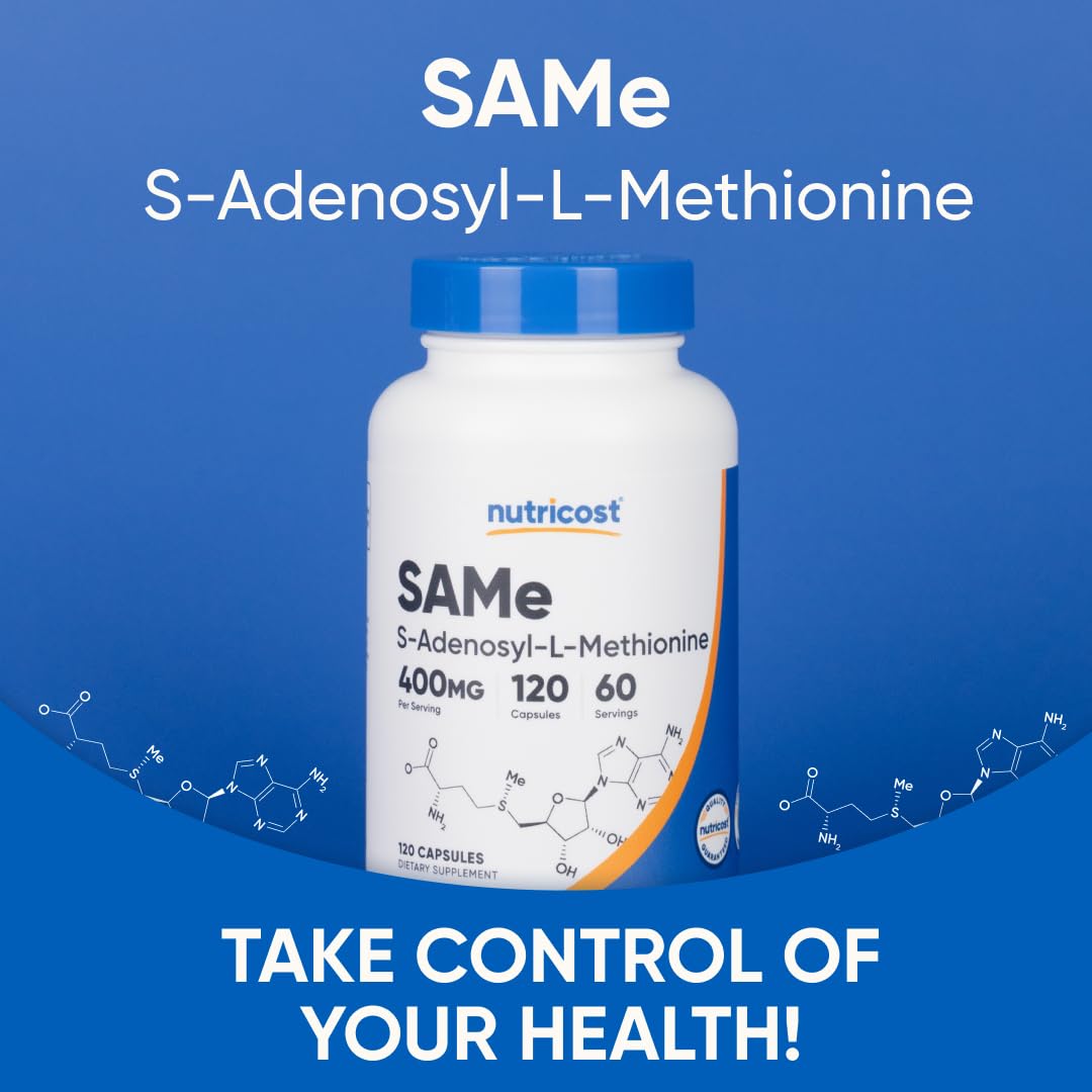 Non-GMO and gluten-free certification icons for Nutricost SAM-e