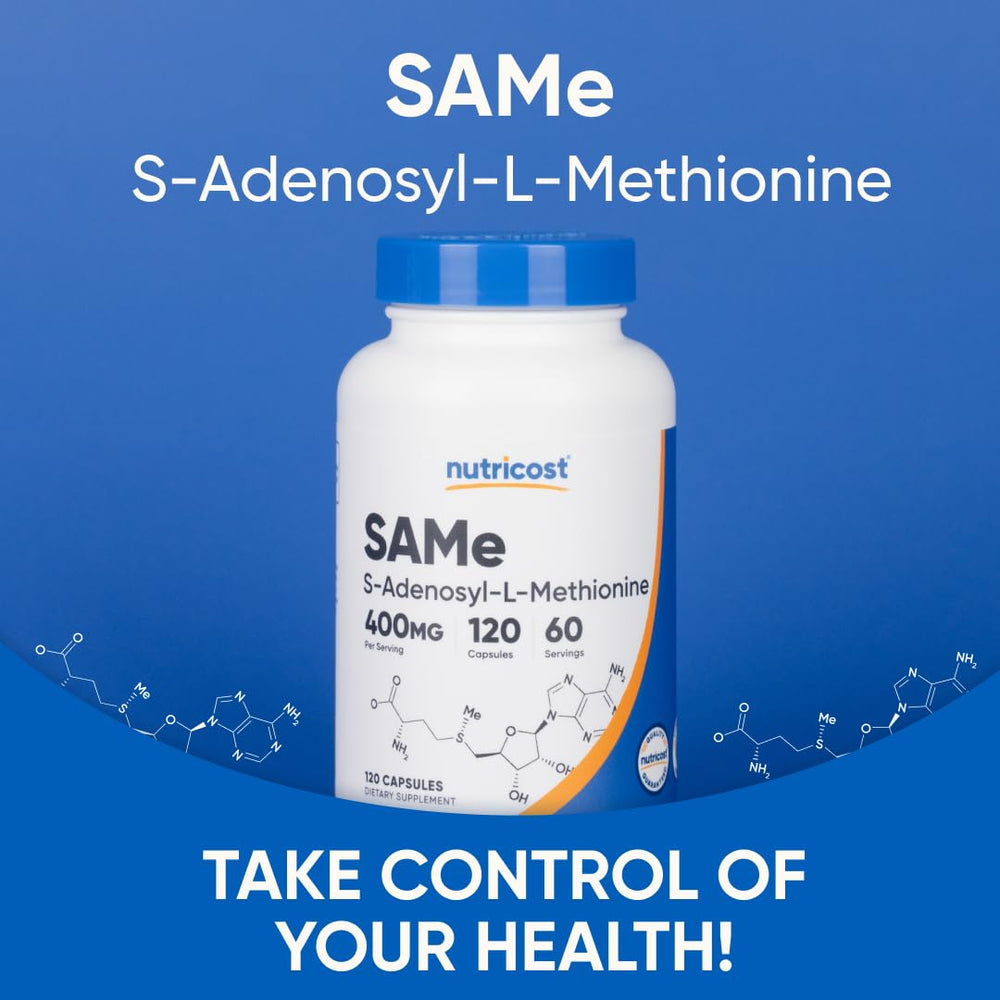 Non-GMO and gluten-free certification icons for Nutricost SAM-e