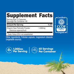 Nutrition label showing 60 servings per bottle
