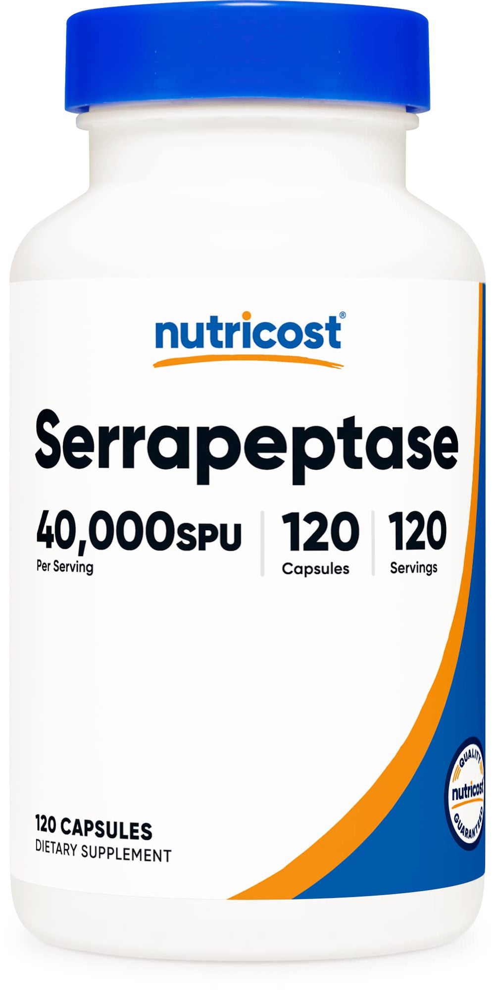 Nutricost Serrapeptase 40,000 SPU 120 capsules bottle - front view