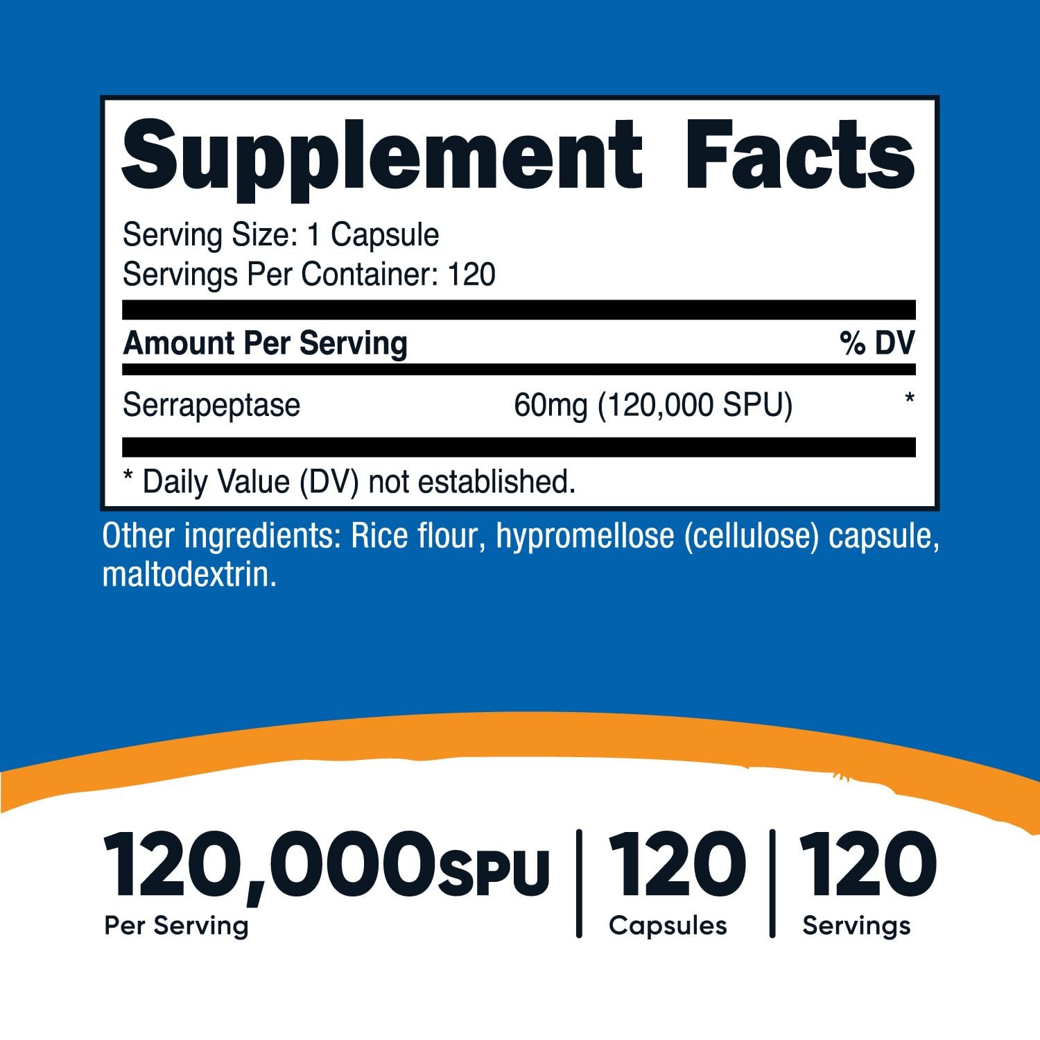 Nutricost Serrapeptase bottle showing 120 capsules