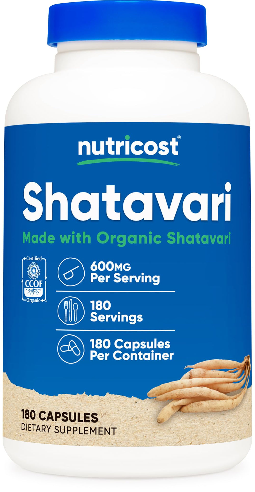Nutricost Shatavari 600mg bottle – 180 capsules