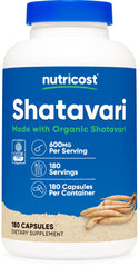 Nutricost Shatavari 600mg bottle – 180 capsules