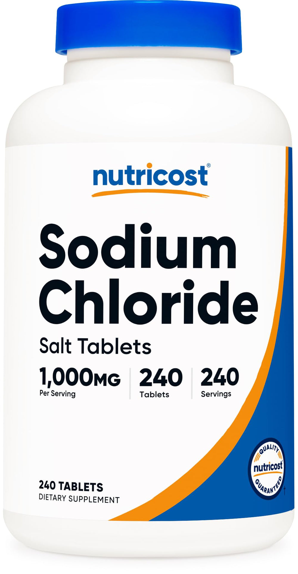 Nutricost Sodium Chloride 1000mg bottle containing 240 tablets