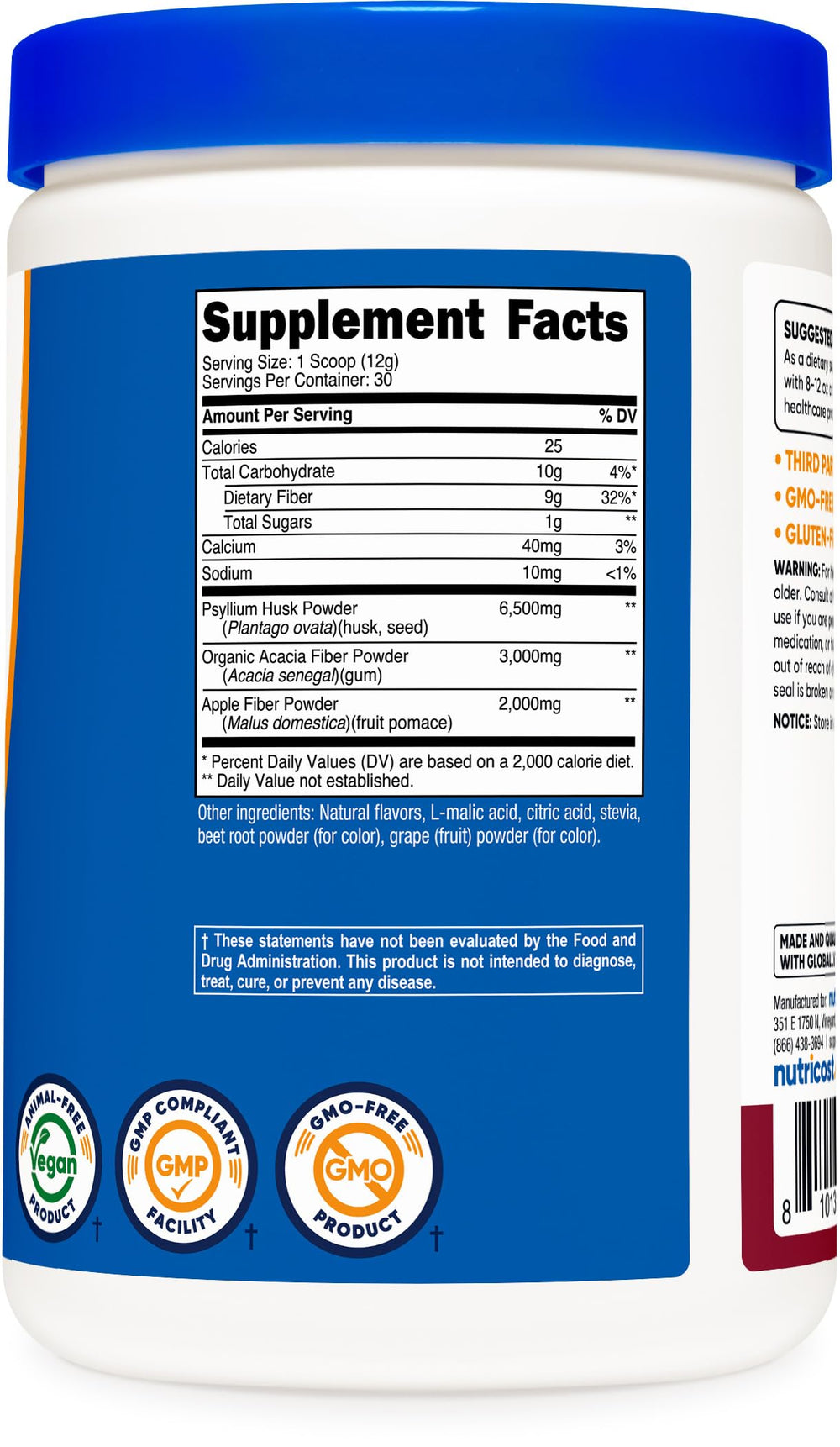 Serving scoop with powder next to bottle