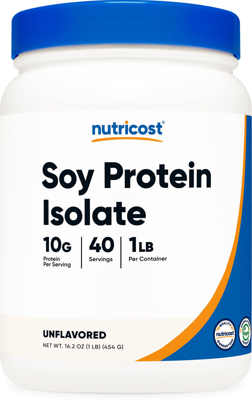 Nutricost soy protein isolate tub unflavored for vegan shakes.