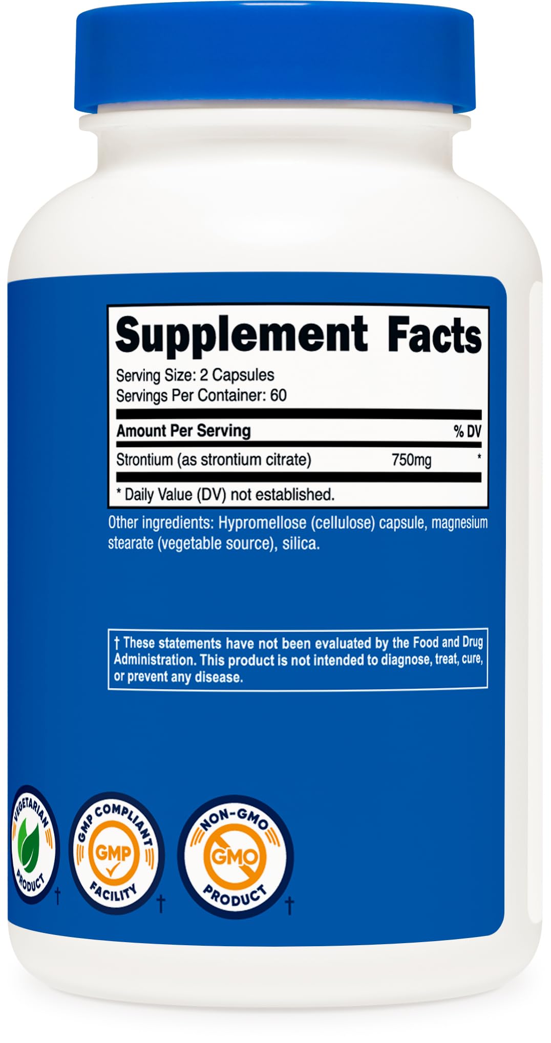 Vegetarian, Non-GMO and Gluten Free icons on label