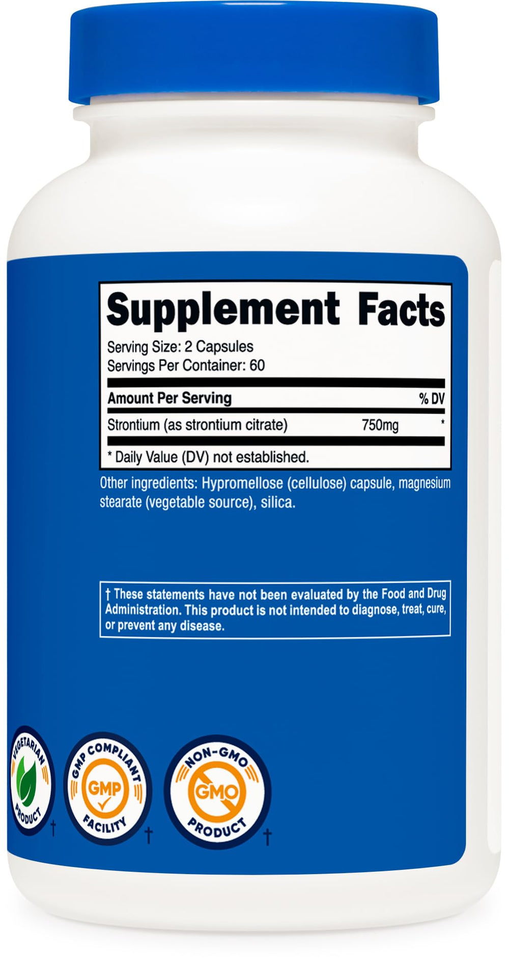 Vegetarian, Non-GMO and Gluten Free icons on label